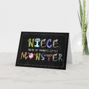 for Niece Cute Little Monster Funny Halloween Card
