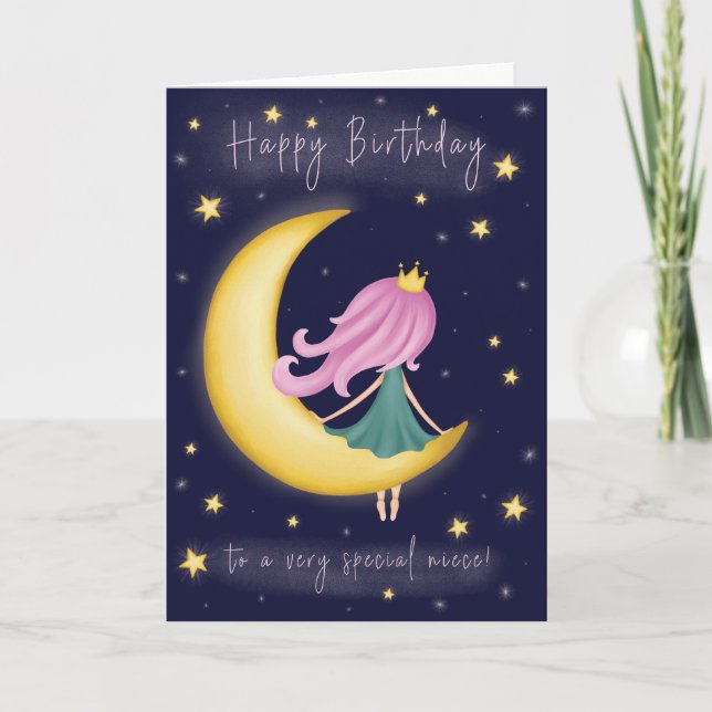 For Niece Cute Night Sky Birthday Card (Front)
