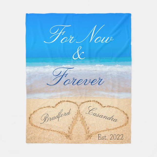 For Now  Forever | Hearts in Sand Beach Fleece Blanket (Front)