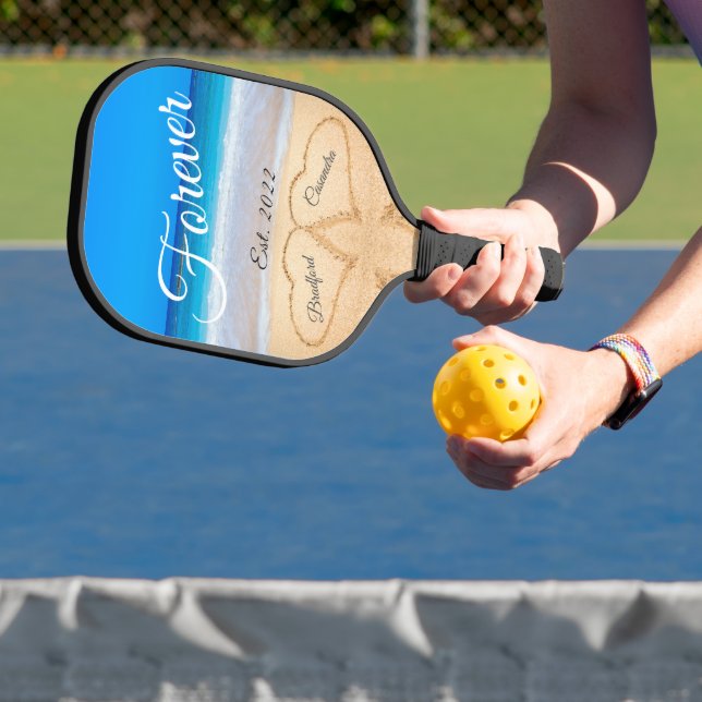 For Now  Forever | Hearts in Sand Beach Pickleball Paddle (Insitu)