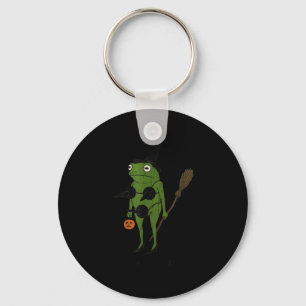 For October, Funny Halloween, Funny Witch Frog Key Ring
