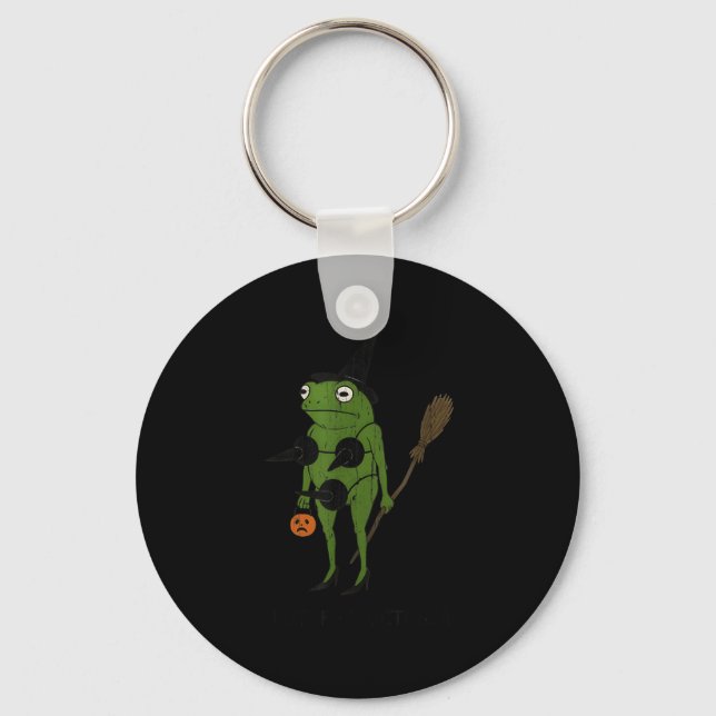 For October, Funny Halloween, Funny Witch Frog  Key Ring (Front)