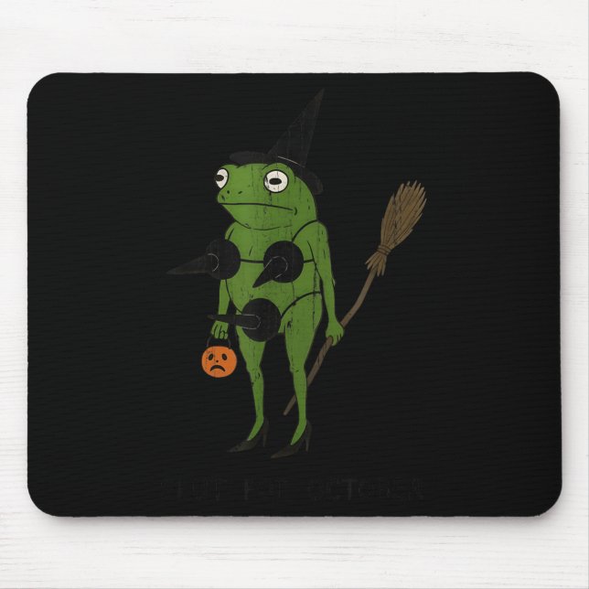 For October, Funny Halloween, Funny Witch Frog  Mouse Mat (Front)