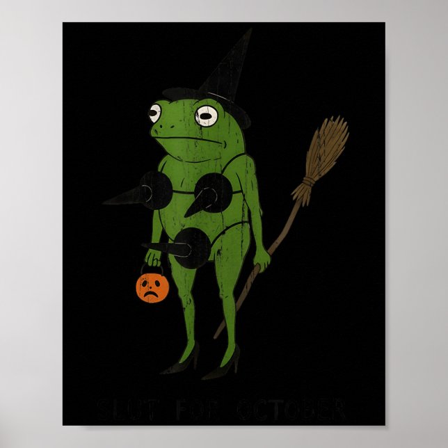 For October, Funny Halloween, Funny Witch Frog  Poster (Front)