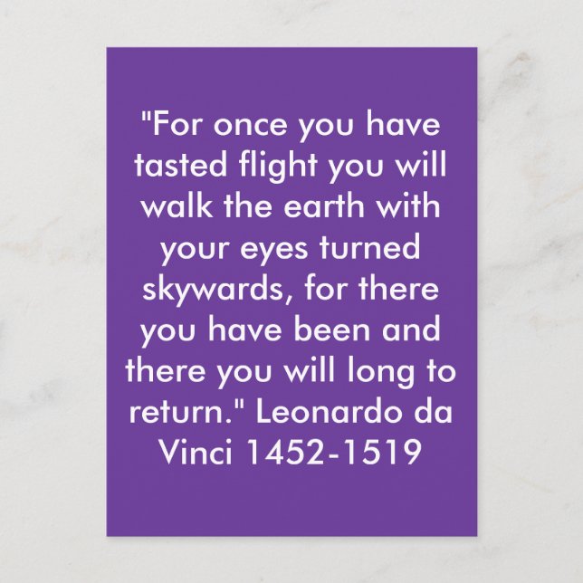 "For once you have tasted flight .. Postcard (Front)