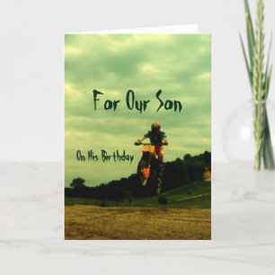 For Our Sons Birthday Biker's Jump Card