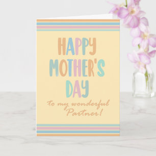 For Partner Mothers Day Stripes and Typography Card