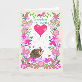 For Partner Valentine with a Cute Hedgehog Card