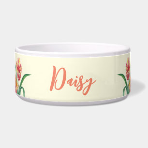 For Pet Watercolor Yellow Parrot Tulips Painting