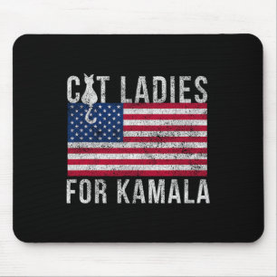 For President 2024 Distressed Cat Ladies For Kamal Mouse Mat