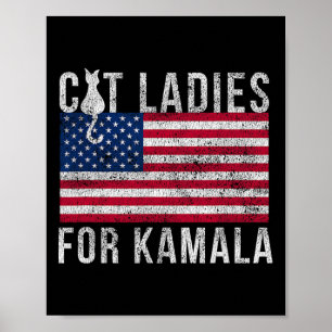 For President 2024 Distressed Cat Ladies For Kamal Poster