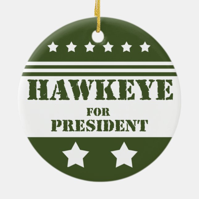 For President Hawkeye Ceramic Tree Decoration (Back)
