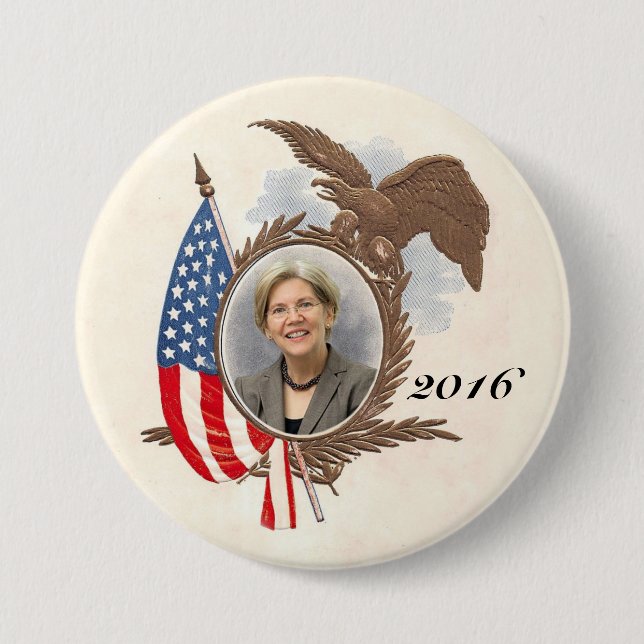 For President in 2016 Elizabeth Warren 7.5 Cm Round Badge (Front)