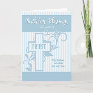 for Priest's Birthday Cross Blue with Scripture Card
