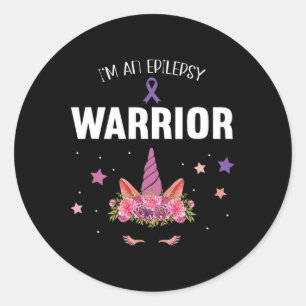 For purple Ribbon Warrior and Supporters - Epileps Classic Round Sticker