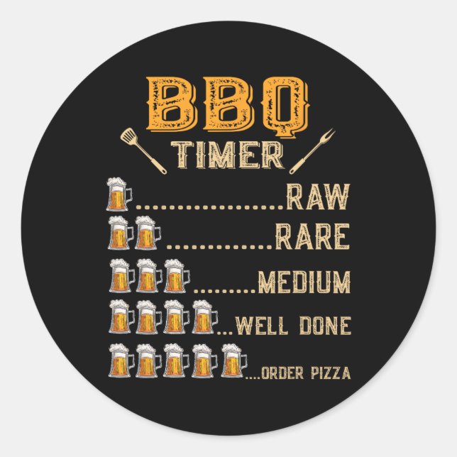 For Rbecue Grill And Meat Grilling Fans And Bbq Sa Classic Round Sticker (Front)