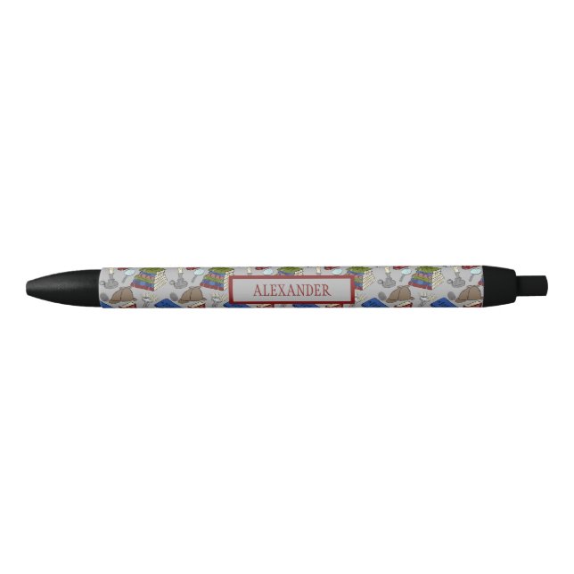 For Readers Mystery Novels Books Patterned Black Ink Pen (Front)