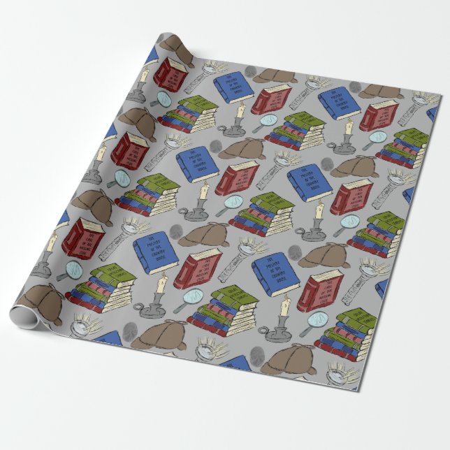 For Readers Mystery Novels Books Patterned Wrapping Paper (Unrolled)