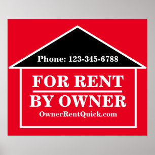 FOR RENT BY OWNER Modern Easy To Read Real Estate Poster