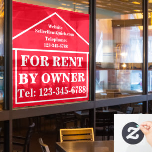 FOR RENT BY OWNER Personalised Real Estate Window Cling