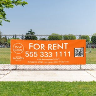 For Rent Modern Orange Large Numbers Logo QR Code Banner