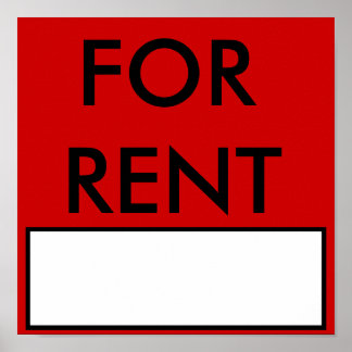FOR RENT Sign/Poster Poster