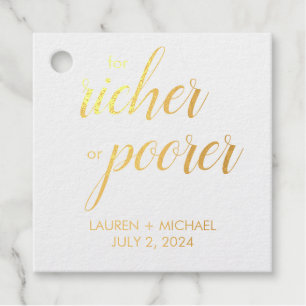 For Richer or Poorer Foil Favour Tags