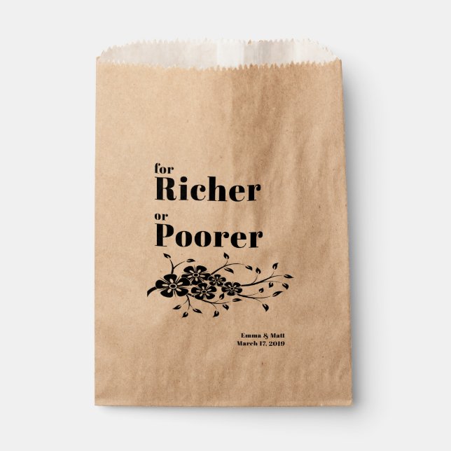 For Richer or Poorer Wedding Favour Bag (Front)