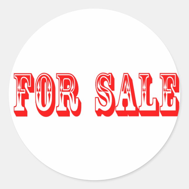 FOR SALE 2 RED CLASSIC ROUND STICKER (Front)