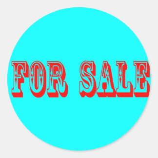 FOR SALE 2 RED ON BLUE CLASSIC ROUND STICKER