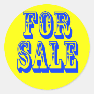 FOR SALE BLUE CLASSIC ROUND STICKER