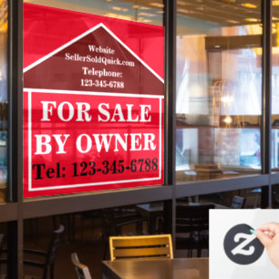 FOR SALE BY OWNER BOLD Custom Modern Real Estate Window Cling