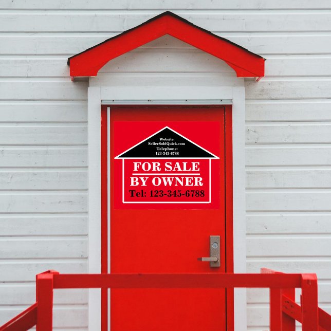 FOR SALE BY OWNER Custom Real Estate For Sale Poster (Sell it fast with a bold "FOR SALE BY OWNER" sign. Customized Sale, Rent or Lease posters available.)