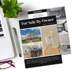 For Sale By Owner Home Listing 2 Sided Black Flyer