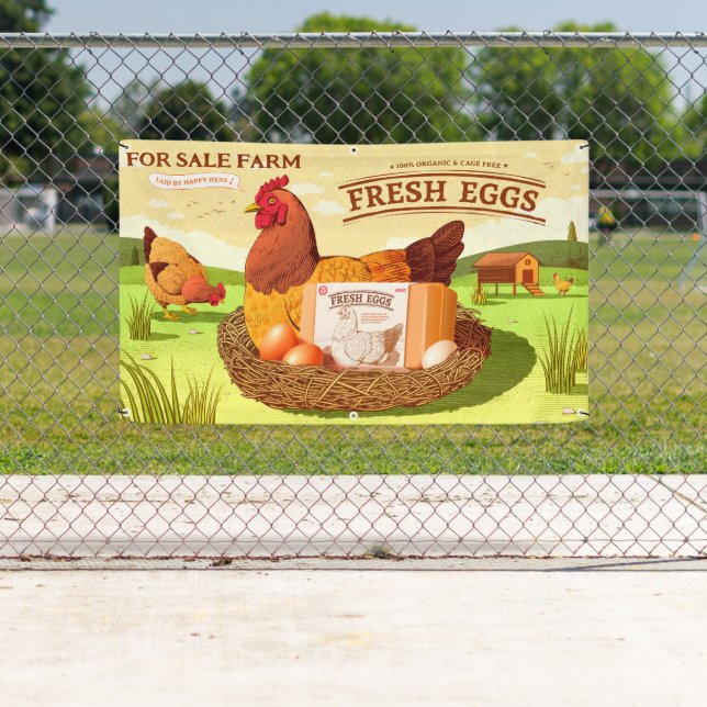 For Sale Farm Fresh Eggs Chickens Farmyard  Banner (Insitu)