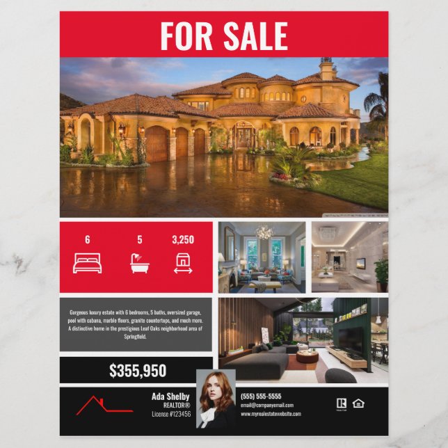 For Sale Flyer - Red Modern (Front)