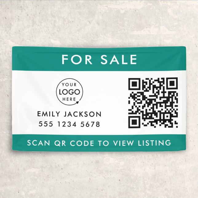 For Sale or Open House | Real Estate QR Code Green Banner (Creator Uploaded)