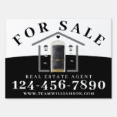 For Sale Real Estate Agent Black Watercolor Door Garden Sign (Front)