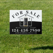 For Sale Real Estate Agent Black Watercolor Door Garden Sign (Insitu)