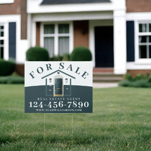 For Sale Real Estate Agent Green Watercolor Door Garden Sign