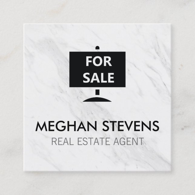 For Sale Real Estate Agent Marble Appointment Card (Front)