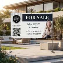 For Sale Real Estate Agent QR Code Photo Banner