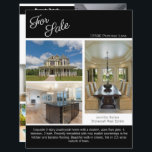 For Sale Real Estate Listing 2 Sided Paper Sheet<br><div class="desc">Showcase your listing on this chic two sided real estate paper sheet with a black accent. Send out these classy flyers to potential homebuying clients in your realty area. Customise with your real estate company name and contact details on the back. Draw new customers in by showing these Just Listed...</div>
