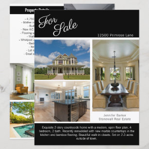 For Sale Real Estate Listing 2 Sided Paper Sheet