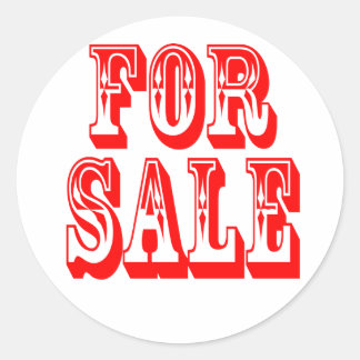 FOR SALE RED CLASSIC ROUND STICKER
