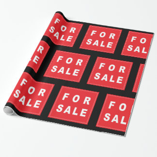 for sale sign red white wrapping paper