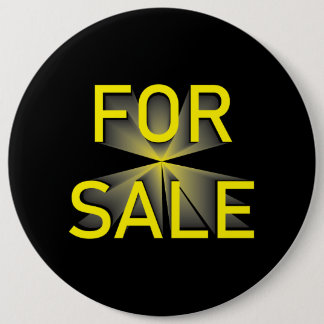 for sale sign yellow black 6 cm round badge