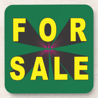 for sale sign yellow green coaster