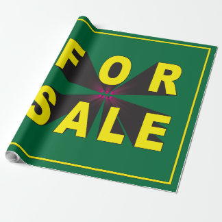 for sale sign yellow green wrapping paper