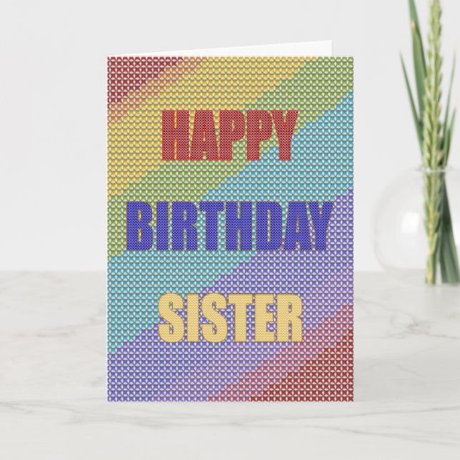 For sister, a Cross Stitch Birthday card (Front)